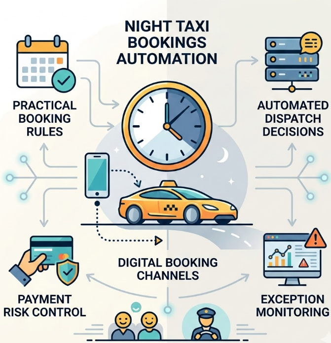 How Taxi Fleets Handle Night Taxi Bookings Without a Call Centre Operator