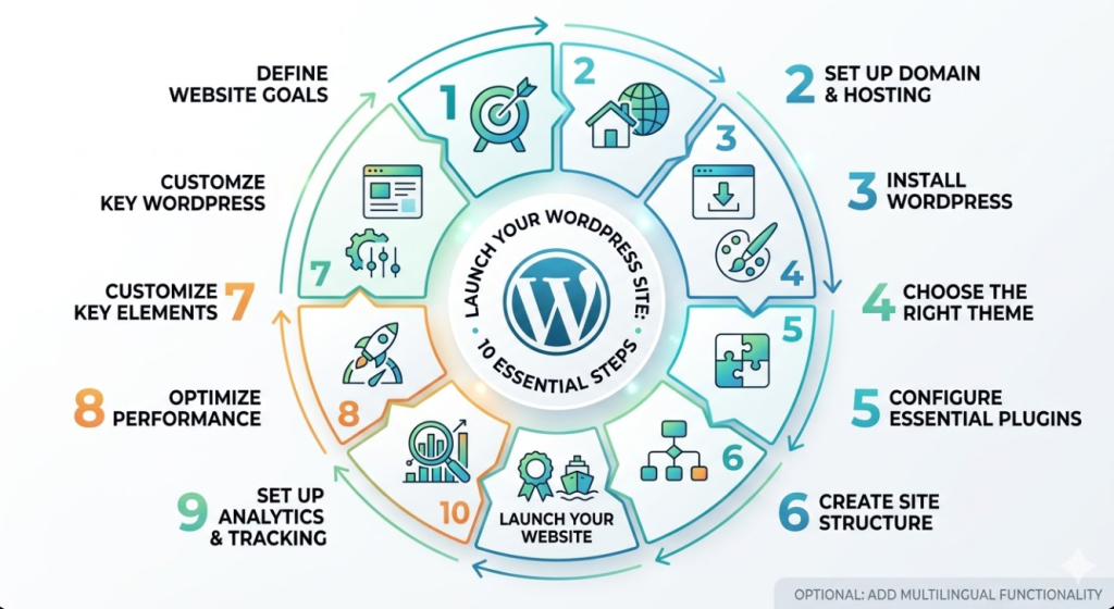 WordPress website setup in 10 steps from idea to launch