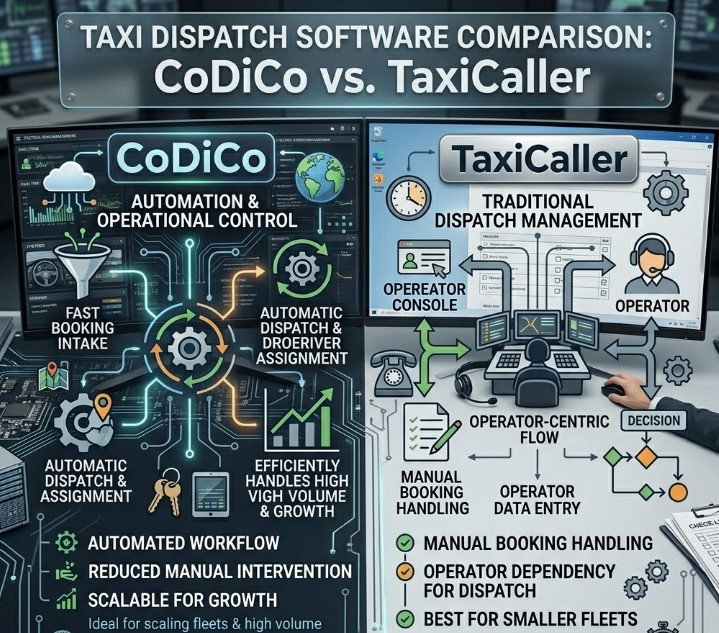 TaxiCaller vs CoDiCo : Quel logiciel de dispatch taxi est le meilleur pour votre entreprise ?