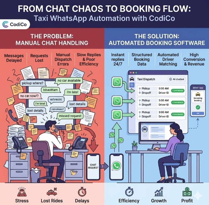 Del caos del chat al flujo de reservas con automatización de reservas de taxi por WhatsApp para operadores de taxi