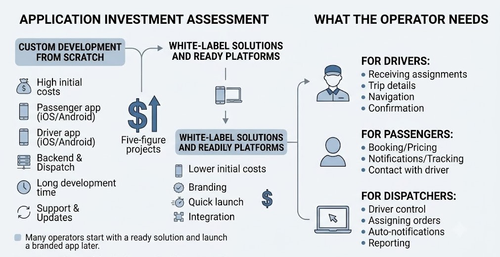 Bewertung der App-Investition: individuelle Entwicklung vs. White-Label-Lösungen und die tatsächlichen Anforderungen von Flughafentransfer-Unternehmen